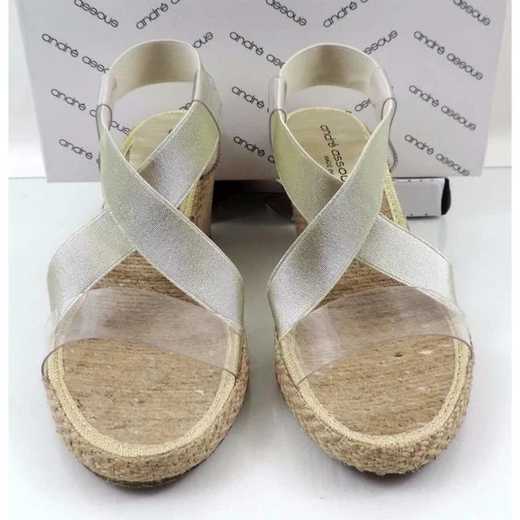 Andre Assous Desi Espadrille Wedge Sandal Platinum Gold - Picture 7 of 12